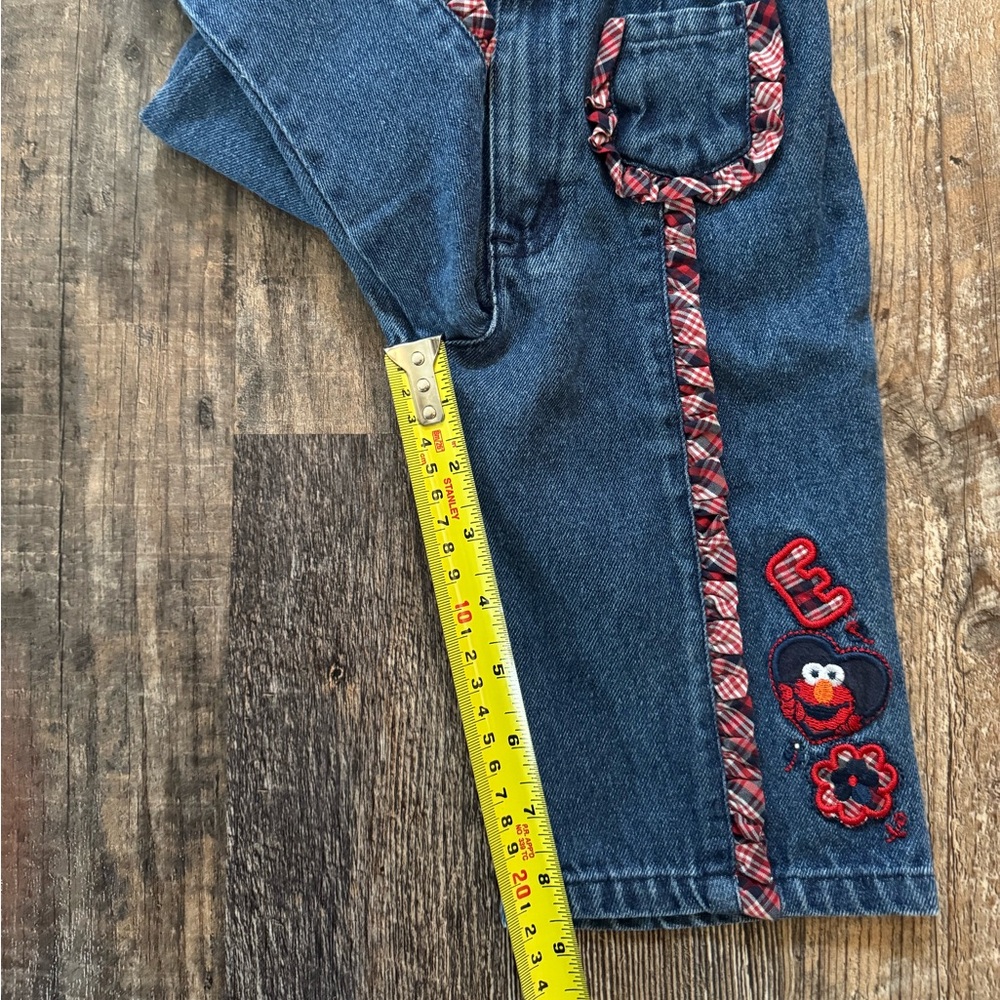 2002 Elmo Denim Pants with Red Plaid Trim and Embroidery - Picture 9 of 9